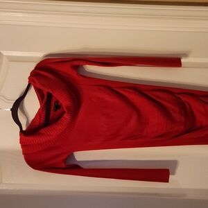 Express Red Dress Knee Length Body Con Runched Front/Back Dress, SIZE SMALL